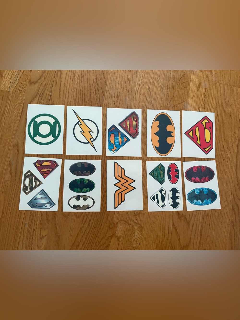 DC Comics temporary tattoos set 10 vending machine Superman Batman green flash